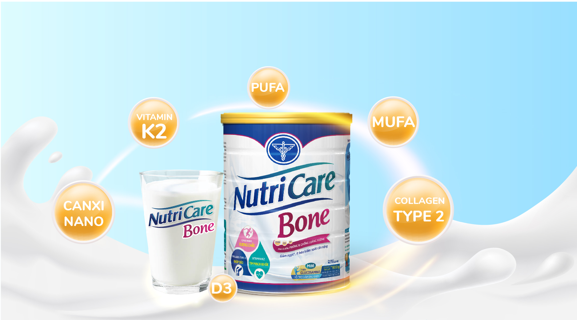 Nutricare Bone được tạo ra từ sự phối hợp nano canxi với vitamin D3